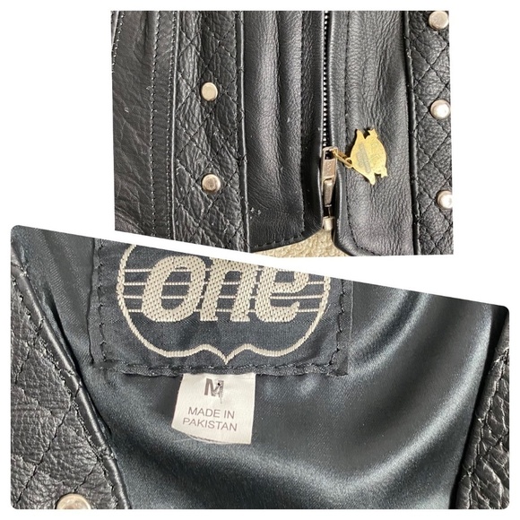 Highway One Black Studded Leather Zip Motorcycle Vest SZ M - Picture 4 of 11